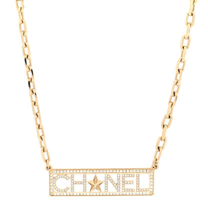 Chanel Metal Crystal Logo Choker Necklace Gold 1 of 4