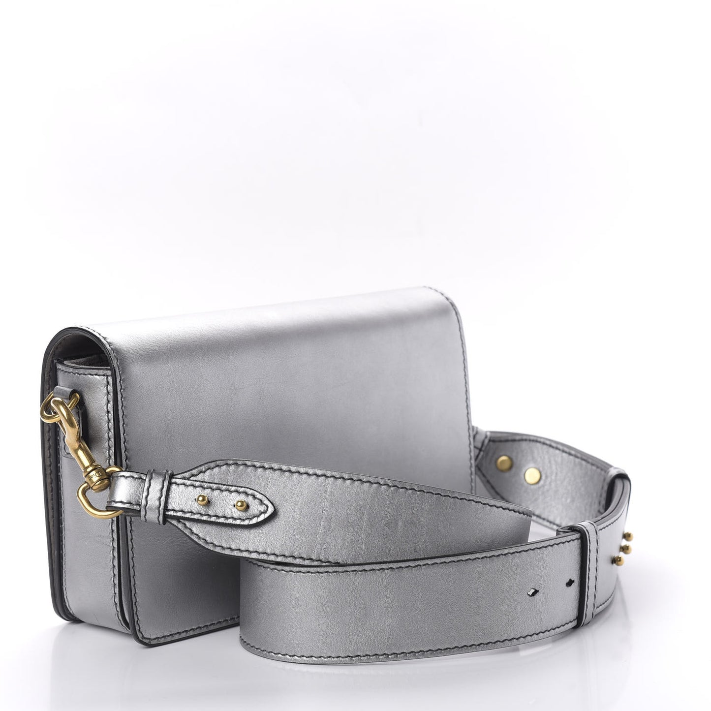Metallic Smooth Calfskin Dio(r)evolution Flap Bag Silver