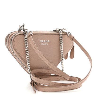 Prada Saffiano Mini Triangle Crossbody Pouch Cipria 3 of 12