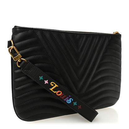 Louis Vuitton Calfskin New Wave Zipped Pochette Black 3 of 7
