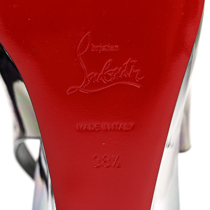 Christian Louboutin Patent Iridescent Sling Condorage 85 Wedge Pumps 38.5 Black 7 of 8