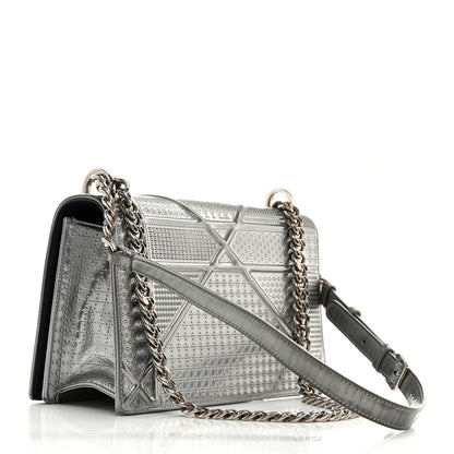 Christian Dior Metallic Patent Micro-Cannage Medium Diorama Flap Bag Silver 3 of 10