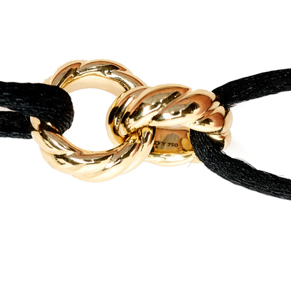 David Yurman 18K Yellow Gold Sculpted Cable Linked Cord Bracelet Black 3 of 3