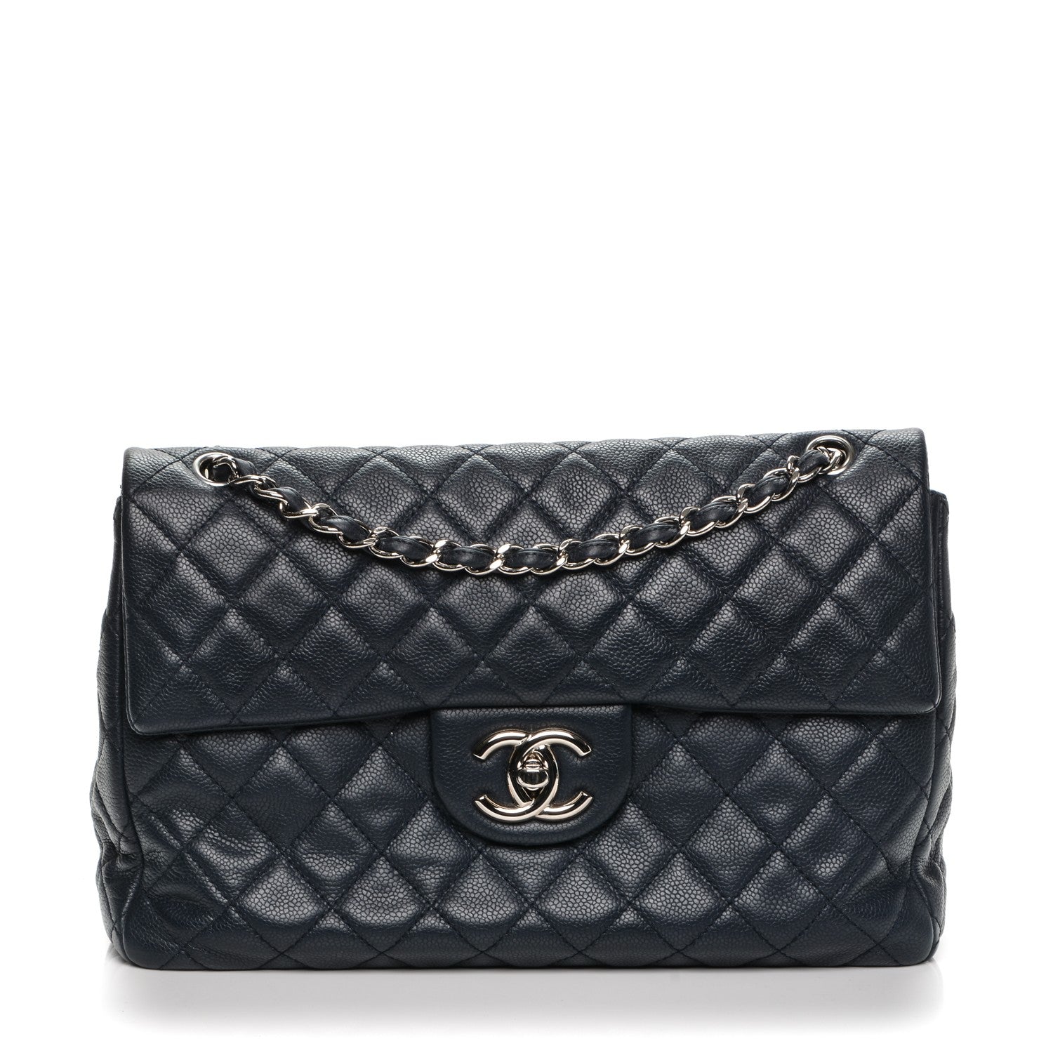 Chanel Washed Caviar Maxi Single Flap Navy 1 of 7