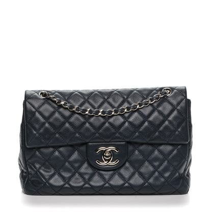 Chanel Washed Caviar Maxi Single Flap Navy 1 of 7