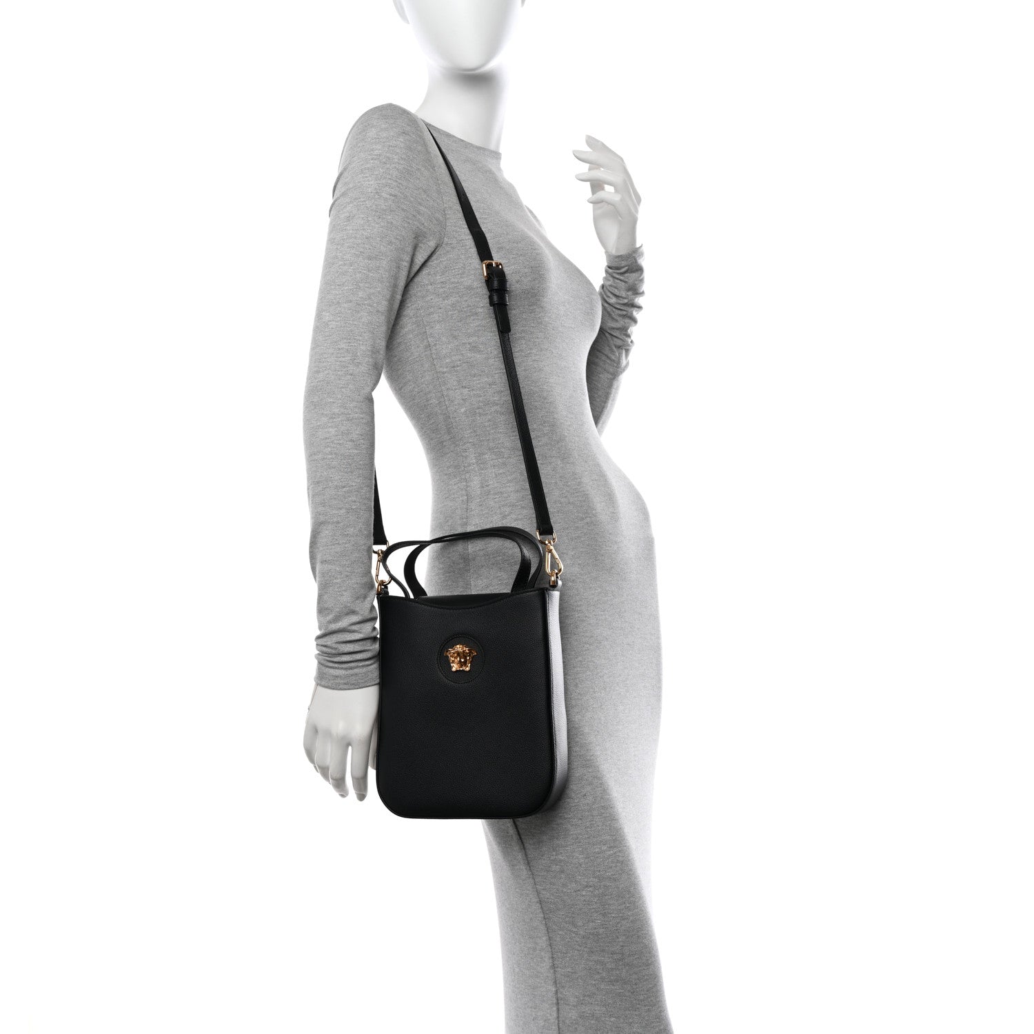Versace Calfskin La Medusa Top Handle Hobo Black 2 of 11