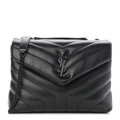 Saint Laurent Calfskin Y Quilted Monogram Small Loulou Chain Satchel Black 1 of 12