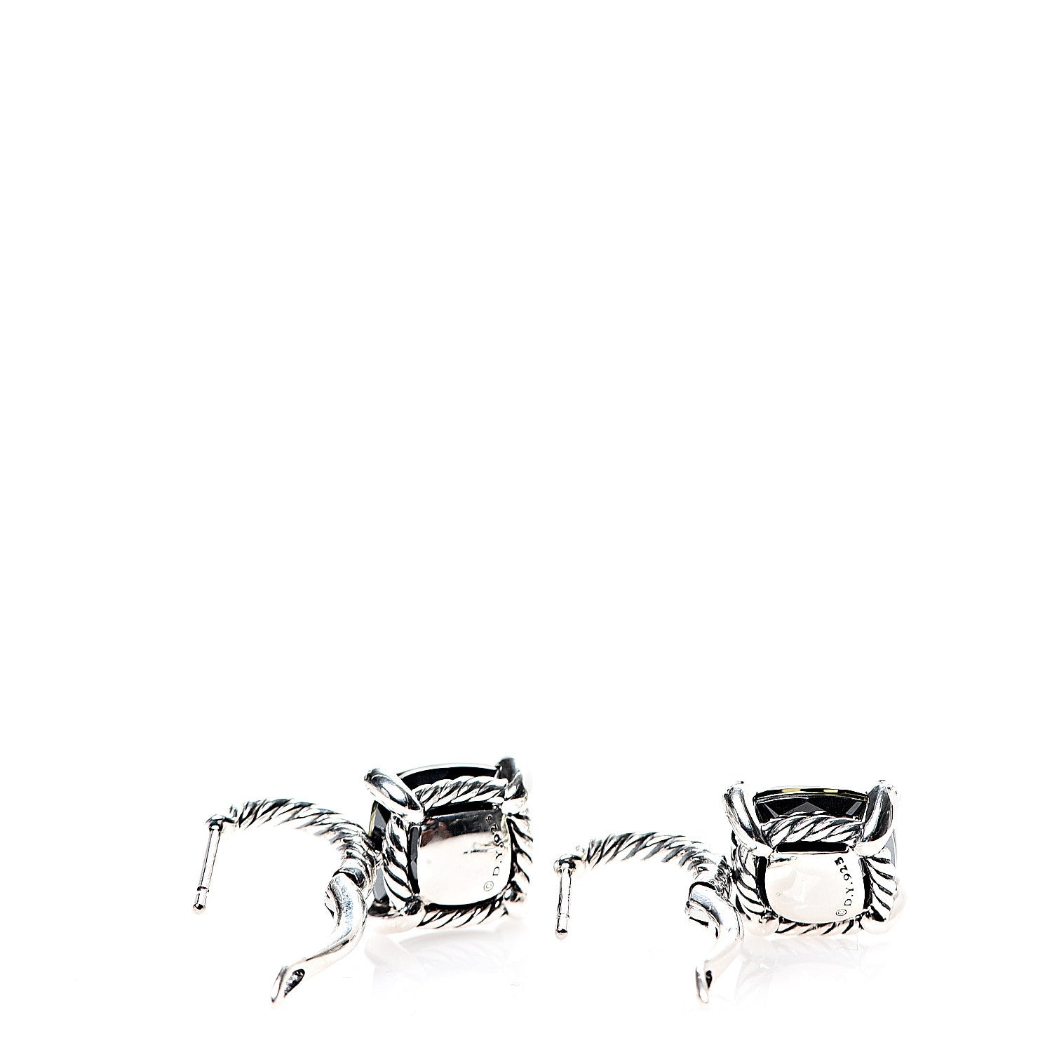 David Yurman Sterling Silver Green Orchid Diamond Chatelaine Drop Earrings 3 of 4