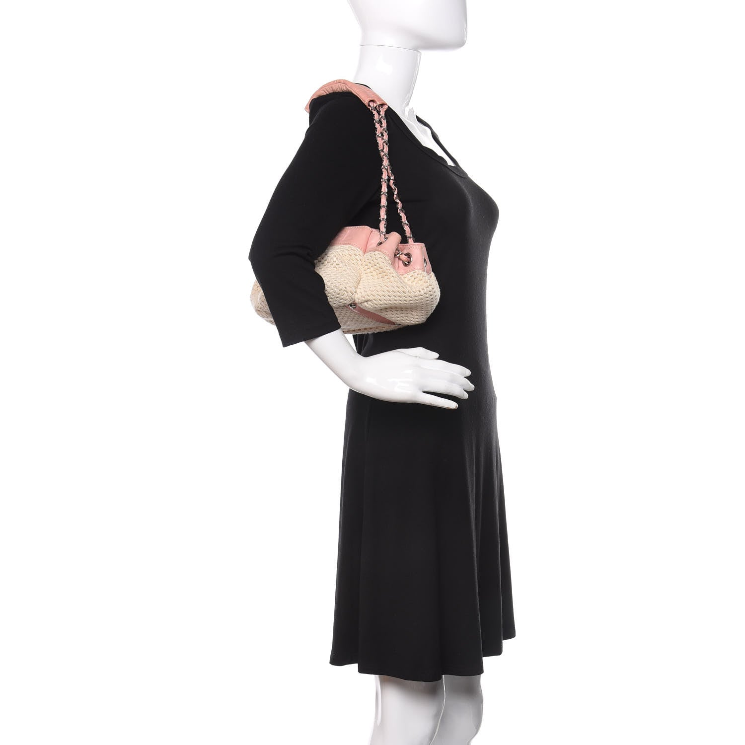 Chanel Canvas Woven Lambskin Lax Accordion Hobo Pink 2 of 10