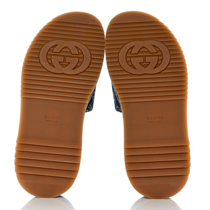 Gucci New Denim GG Monogram Angelina Platform 55mm Slide Sandals 36.5 Blue Tea 5 of 8
