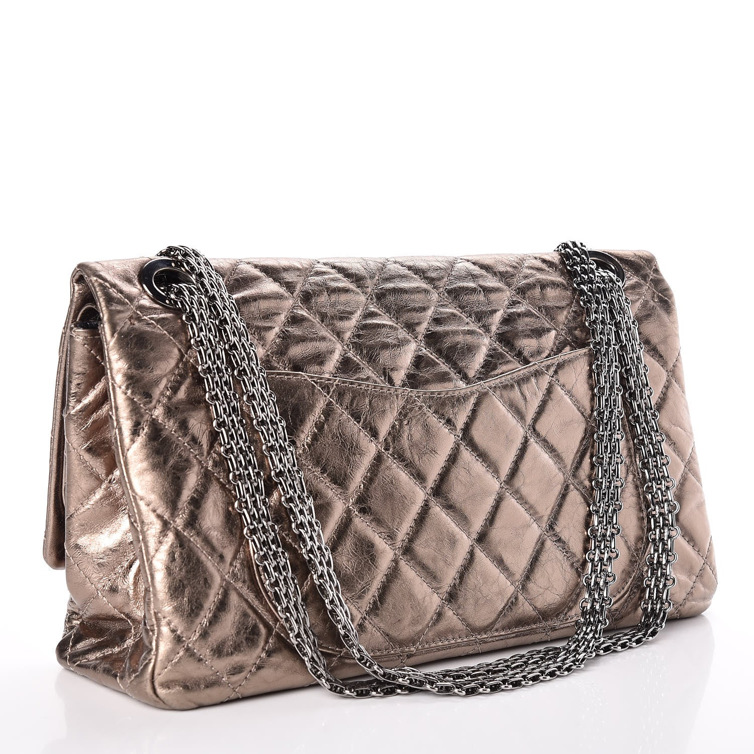 Chanel Metallic Aged Calfskin Quilted 2.55 Reissue 228 Flap Pewter 3 of 9
