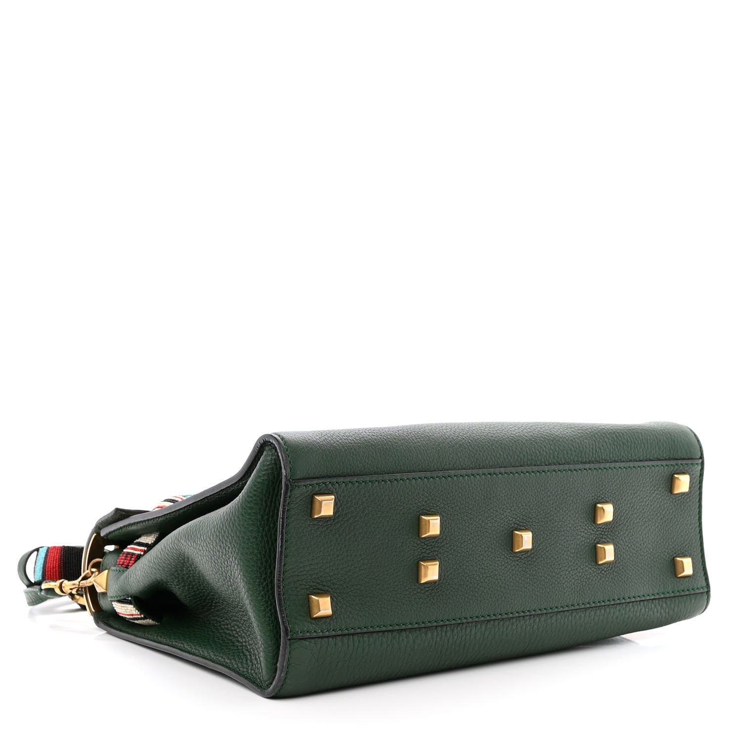 Valentino Garavani Pebbled Calfskin Beaded Medium My Rockstud Frame Bag Green 4 of 10