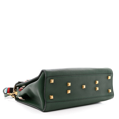 Valentino Garavani Pebbled Calfskin Beaded Medium My Rockstud Frame Bag Green 4 of 10