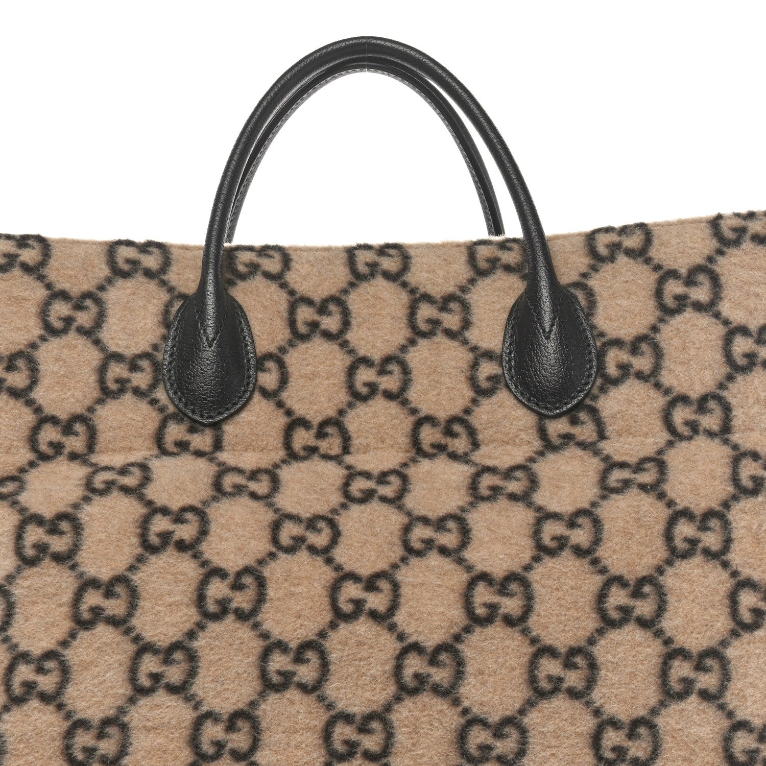 Gucci Covered Wool GG Monogram Large Tote Bag Beige Ebony 8 of 10