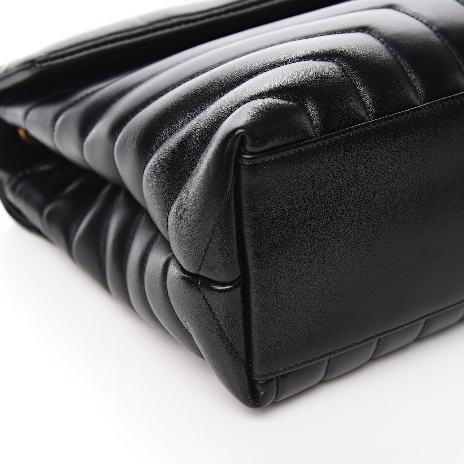 Saint Laurent Calfskin Y Quilted Monogram Medium Loulou Chain Satchel Black 8 of 10