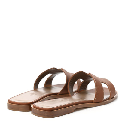 Hermes Box Calfskin Oran Sandals 35 Gold 4 of 8
