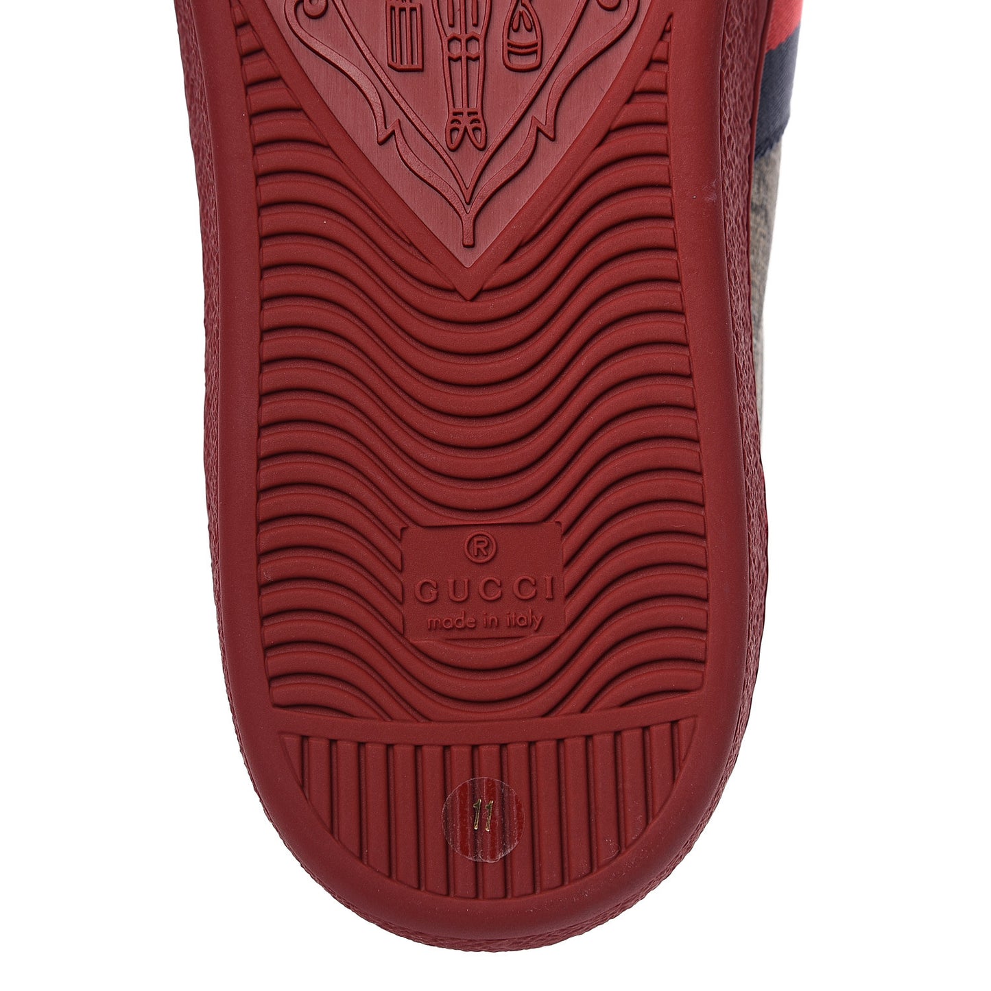 GG Supreme Monogram Ayers Mens New Ace Low-Top Sneaker 11 Beige Red
