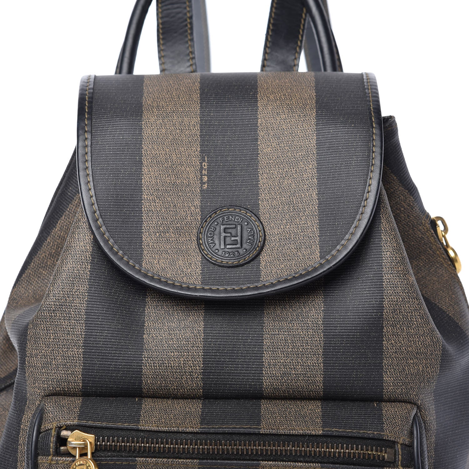 Fendi Coated Canvas Pequin Drawstring Backpack Tobacco 9 of 9