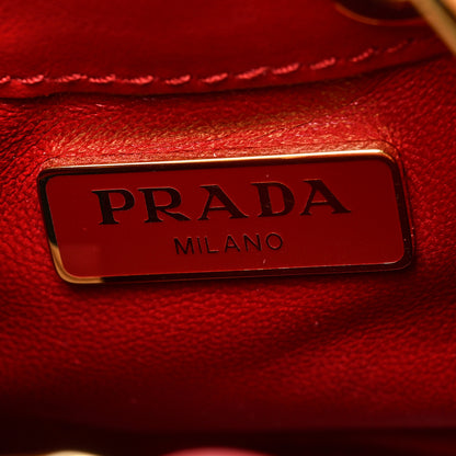 Prada Vernice Metal Triangle Logo Mini Drawcord Pouch Shoulder Bag Cherry 6 of 10