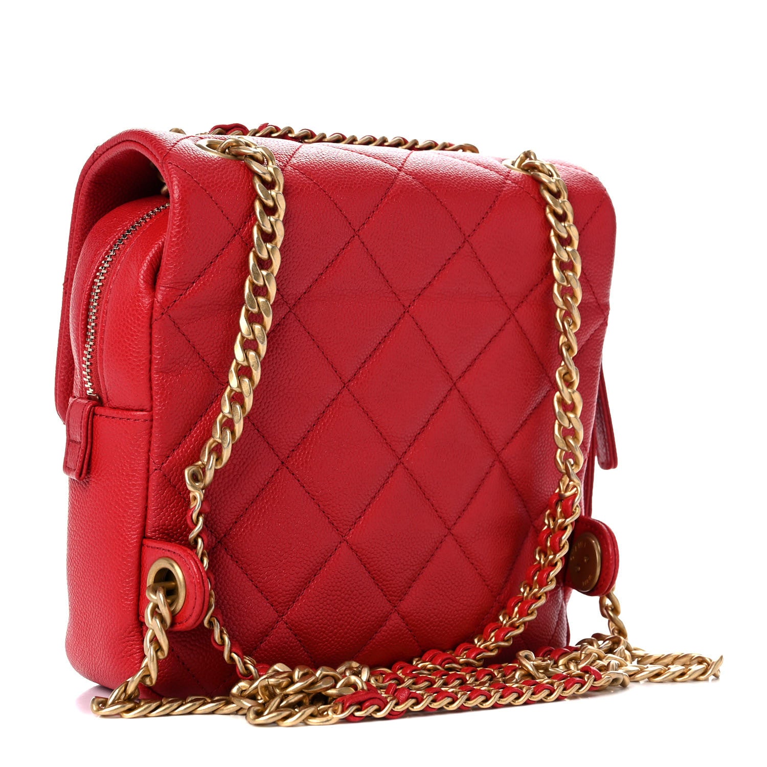 Chanel Shiny Caviar Quilted Chain Melody Backpack Red 2 of 9