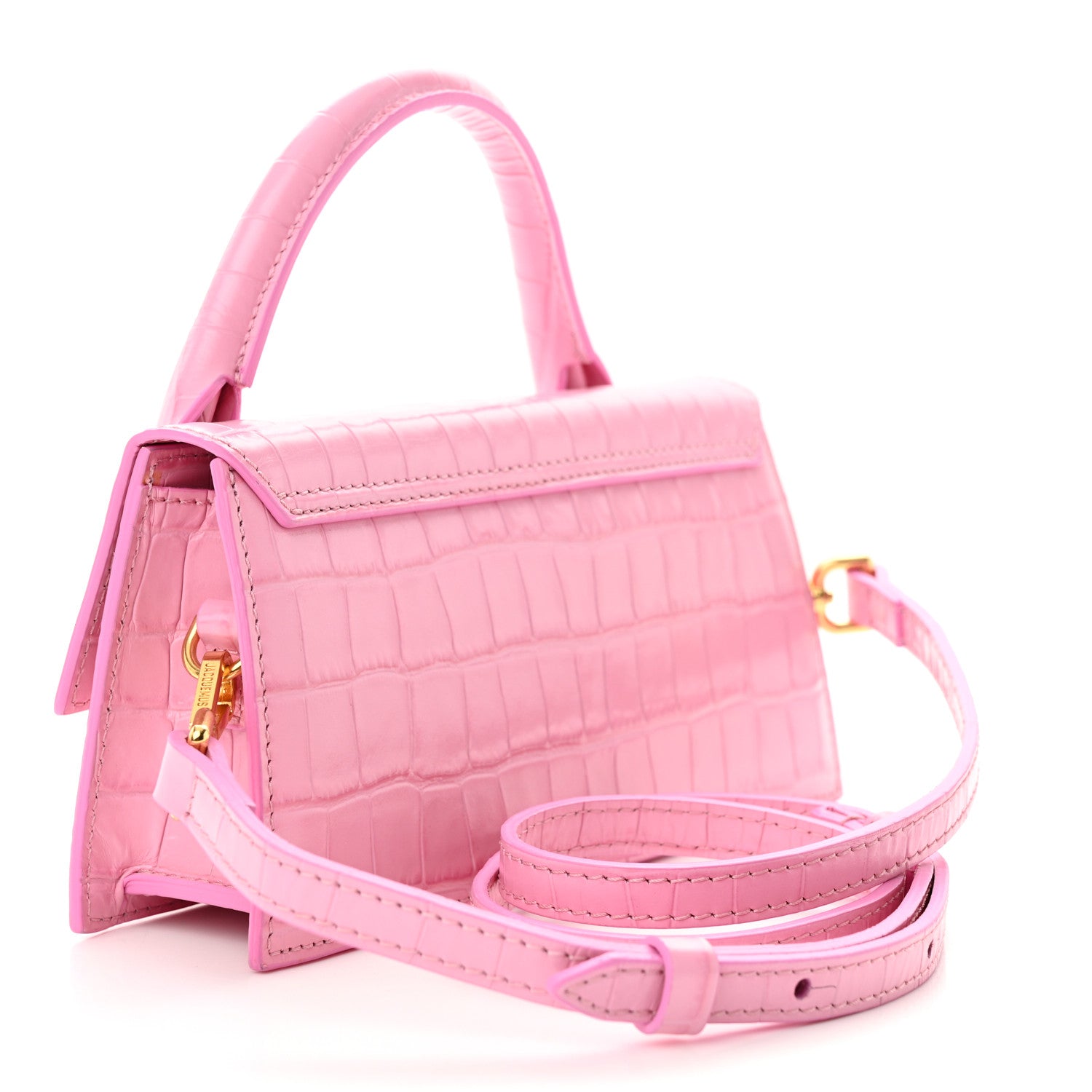 Jacquemus Calfskin Crocodile Embossed Le Chiquito Long Pink 3 of 11