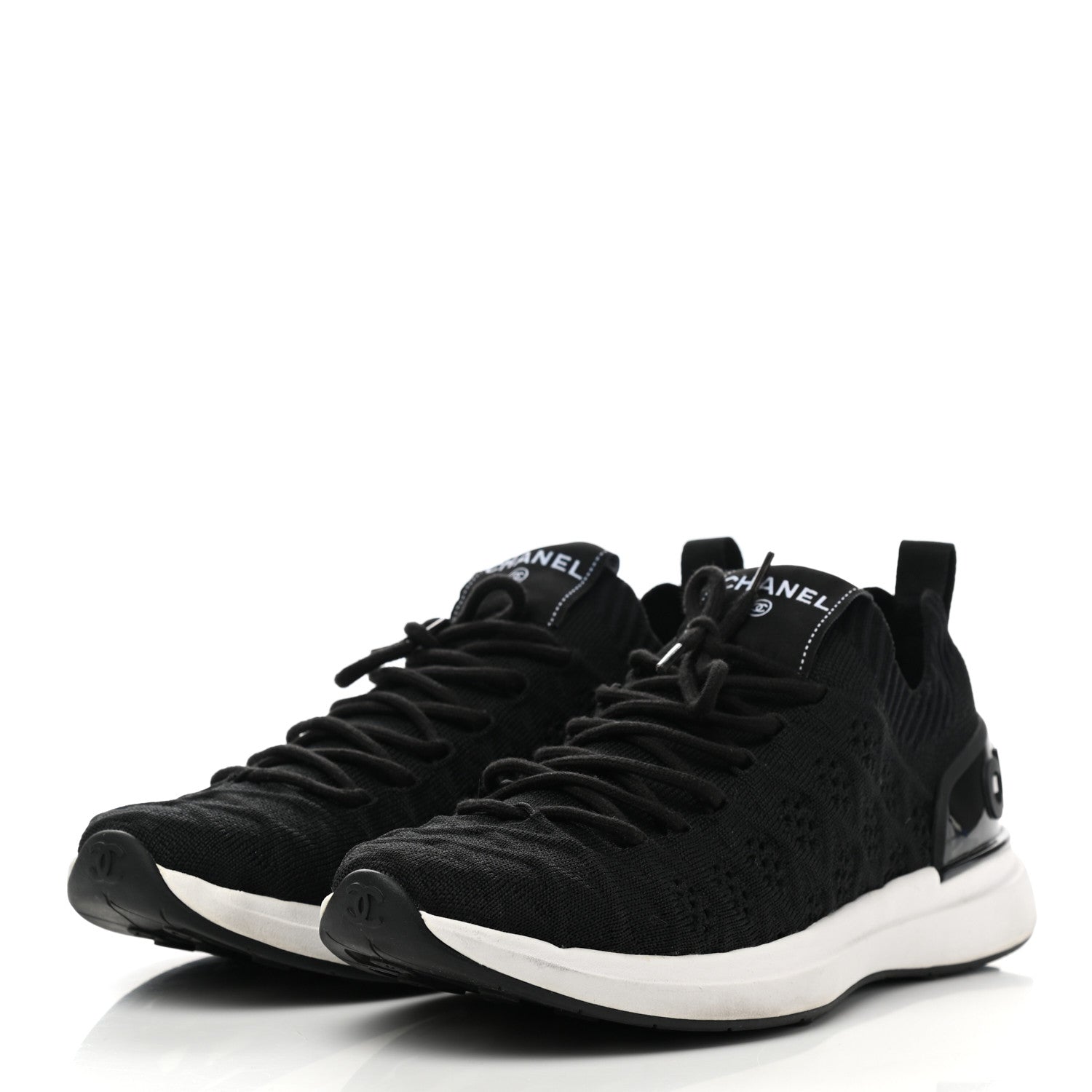 Chanel Fabric Logo Sneakers 38.5 Black 3 of 8