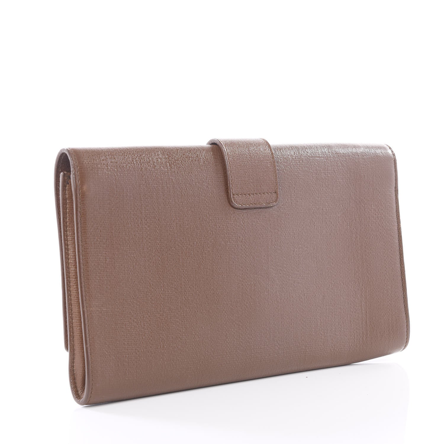 Saint Laurent Textured Calfskin Y Ligne Clutch Brown 2 of 9