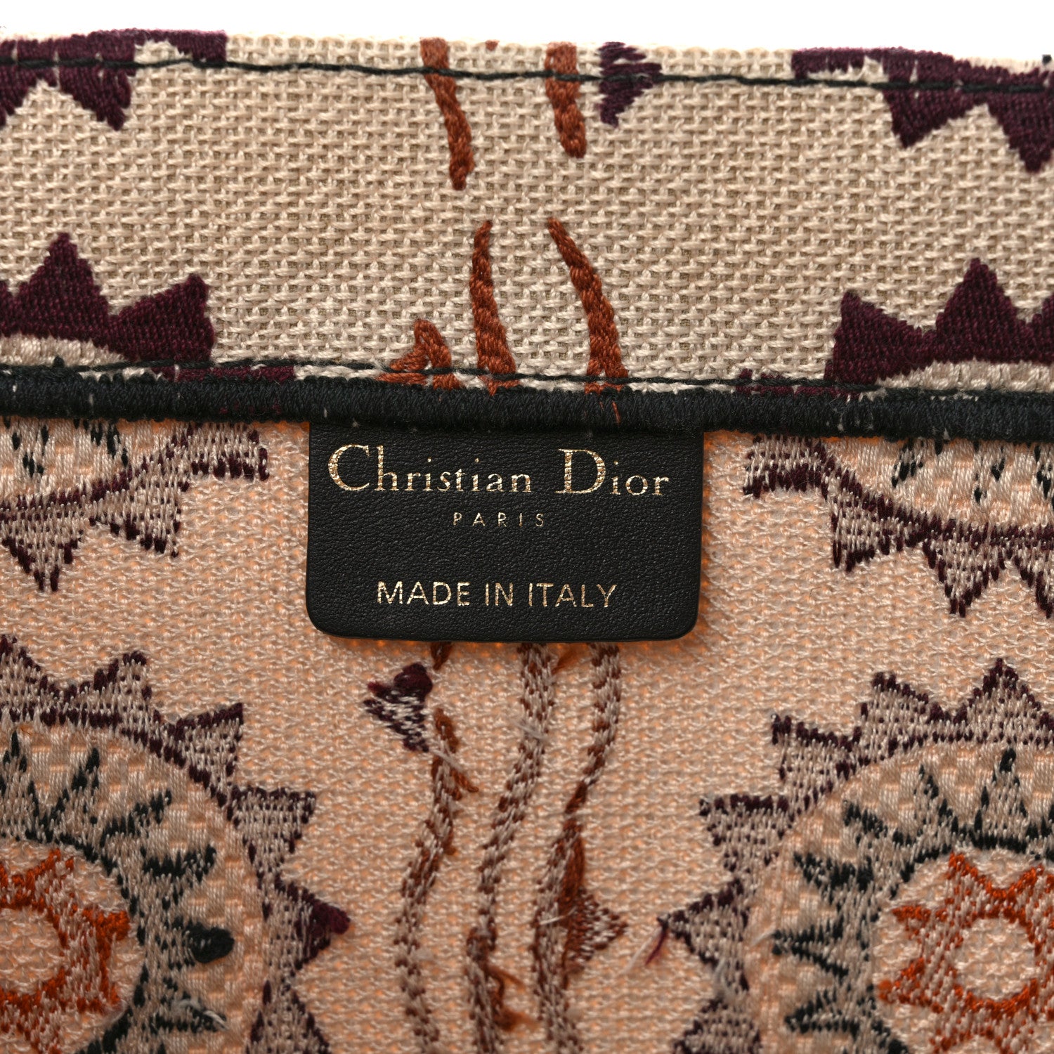 Christian Dior Canvas Embroidered Geometric Large Book Tote Multicolor 6 of 10