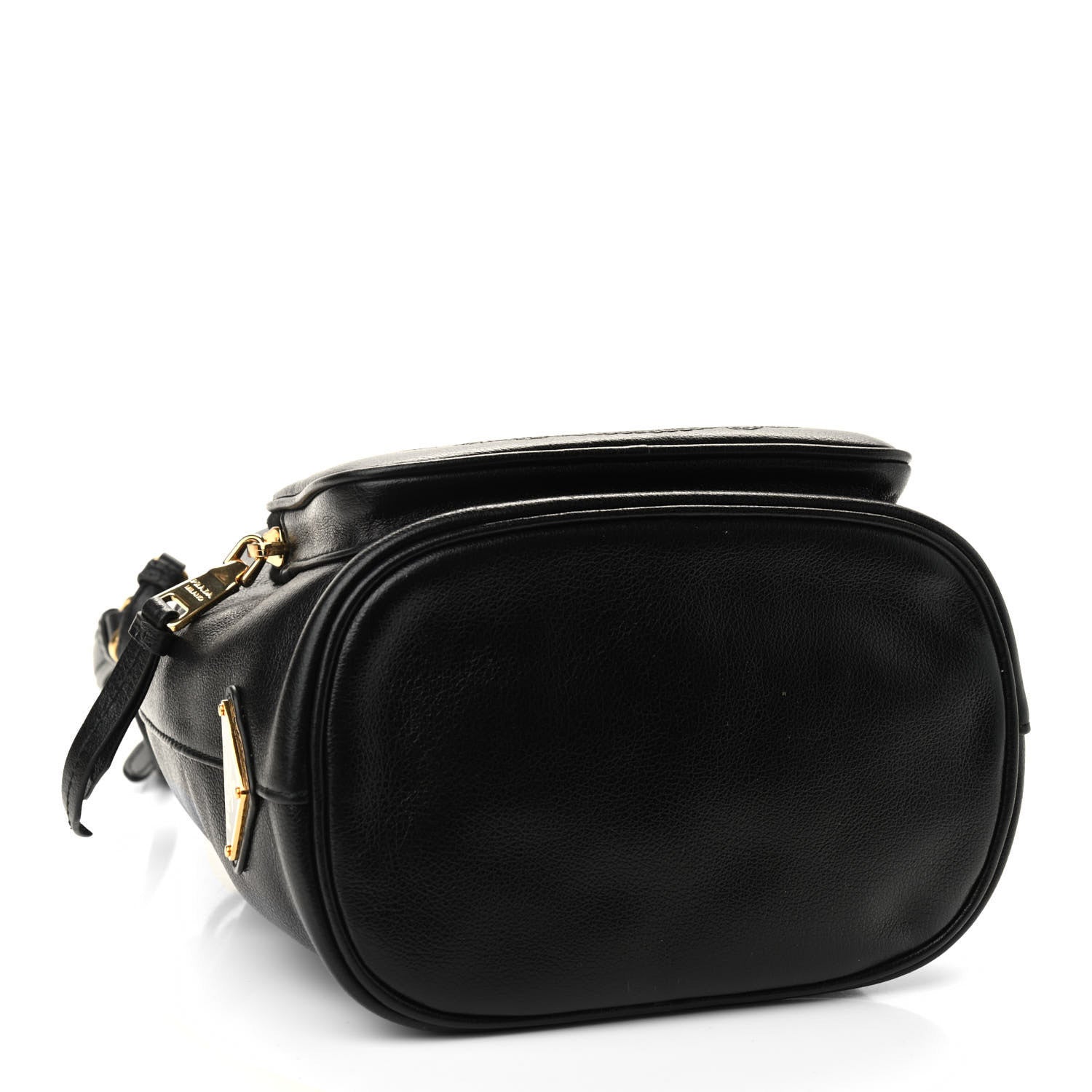 Prada Glace Calfskin Embossed Secchiello Bucket Bag Black 4 of 9