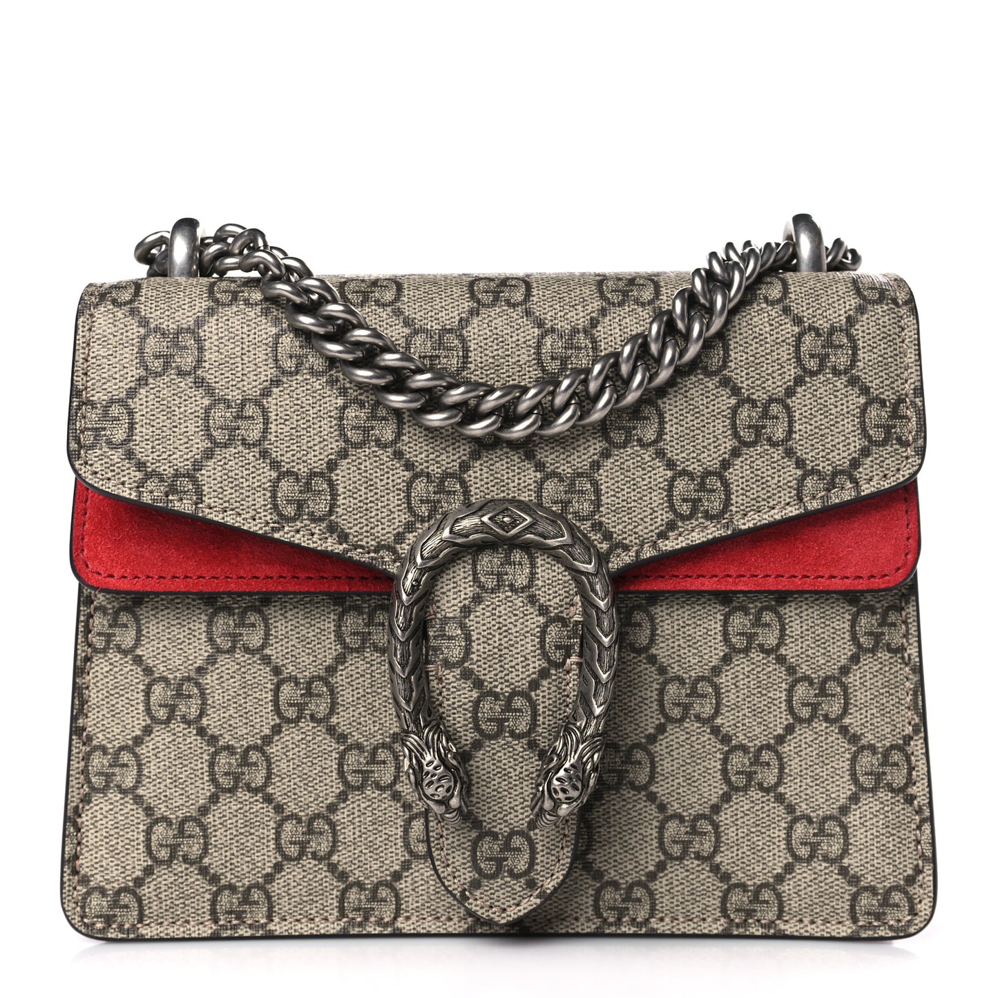 GG Supreme Monogram Mini Dionysus Shoulder Bag Hibiscus Red