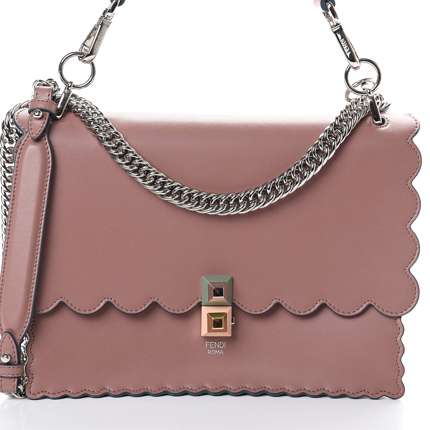 Vitello Liberty Scalloped Studded Kan I Shoulder Bag English Rose