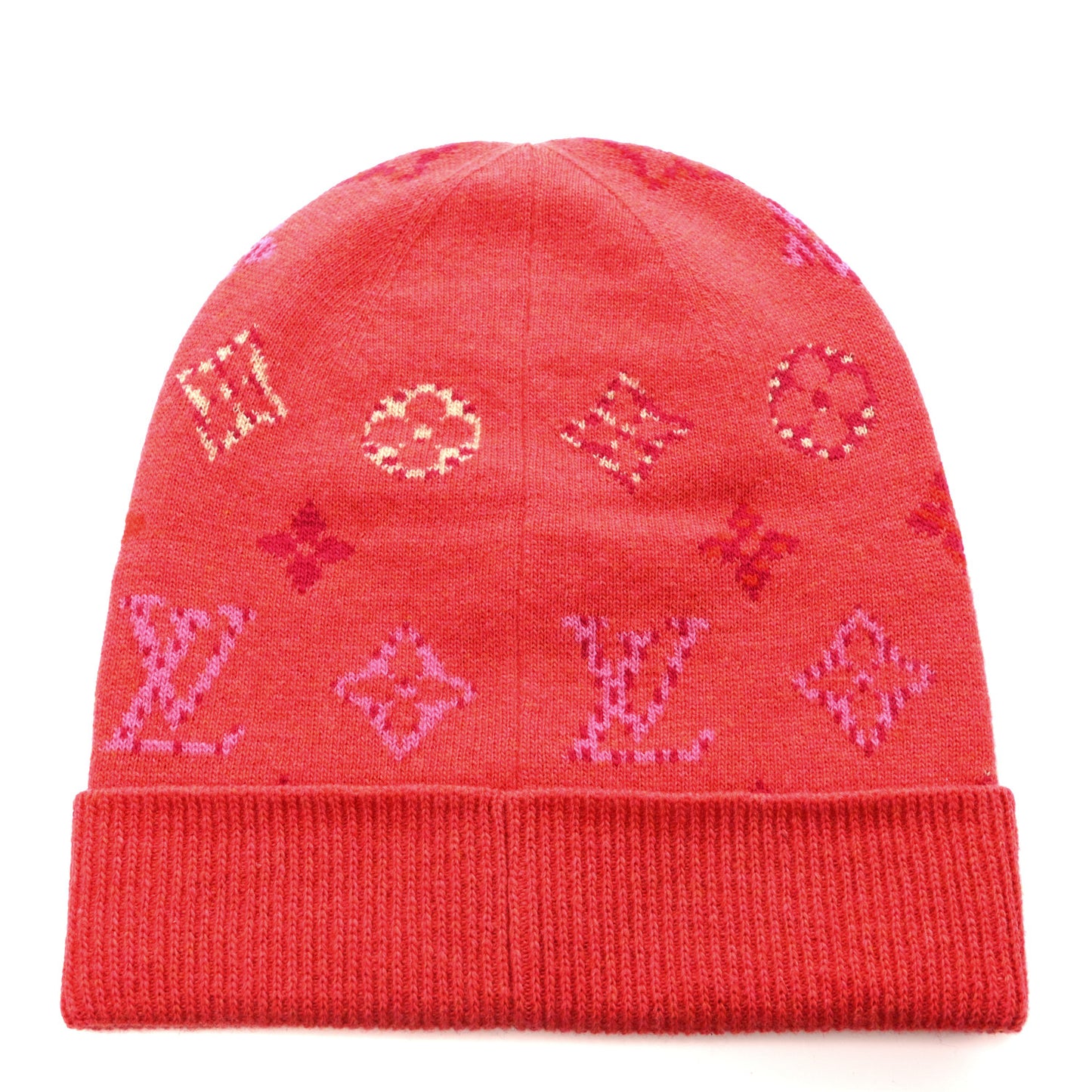 Wool Cashmere Pop Monogram Beanie Hat Rose