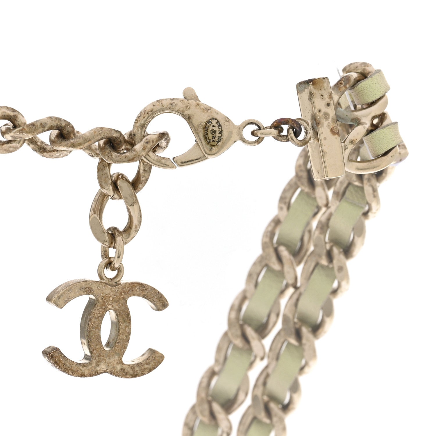 Chanel Metal Lambskin Lock Necklace Iridescent Green 5 of 6