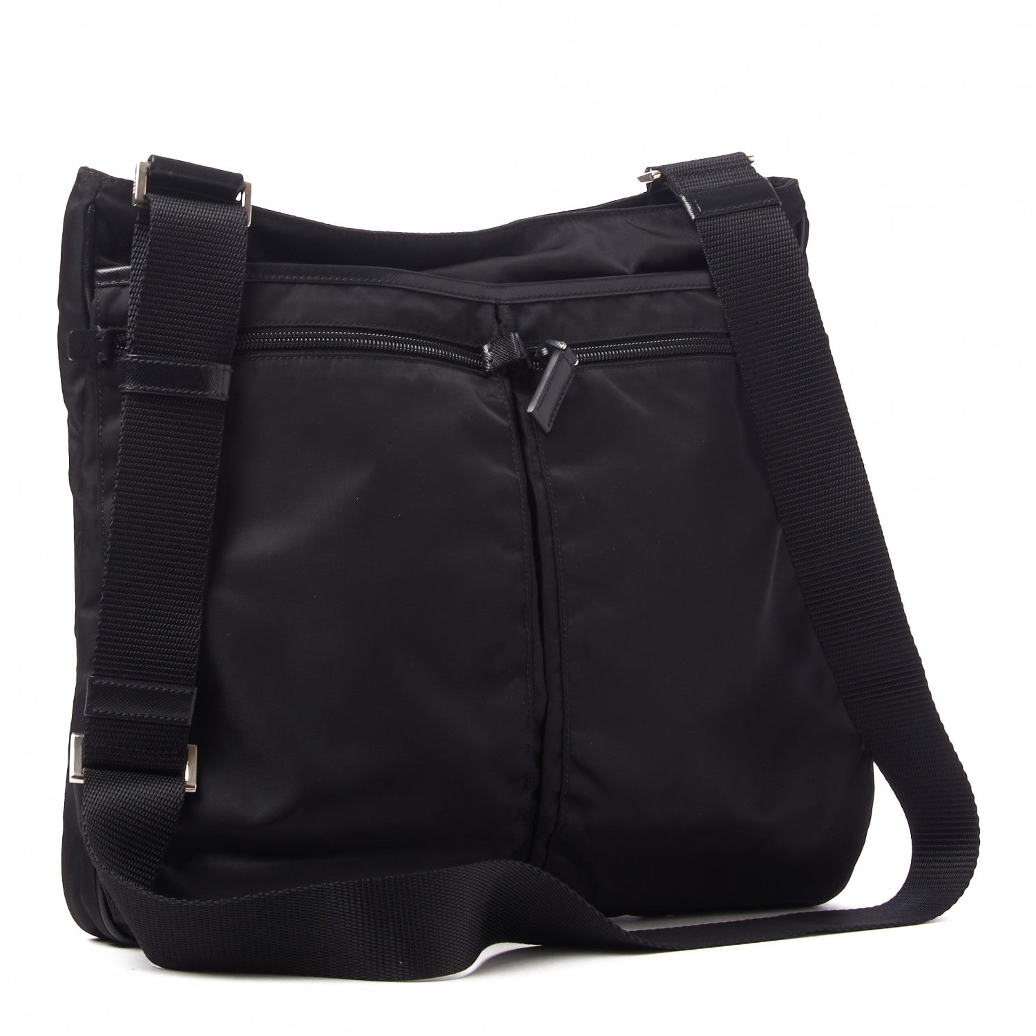 Prada Tessuto Nylon Saffiano Messenger Bag Black 2 of 8