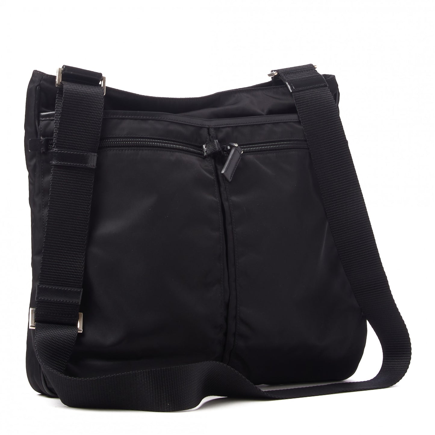 Tessuto Nylon Saffiano Messenger Bag Black