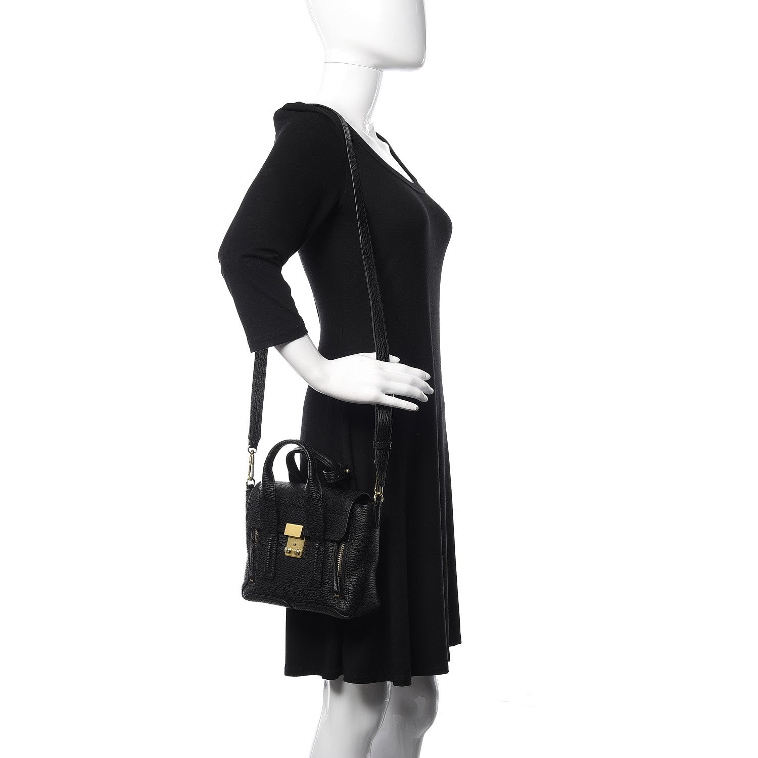 3.1 Phillip Lim 3.1 Textured Calfskin Mini Pashli Satchel Black 2 of 8