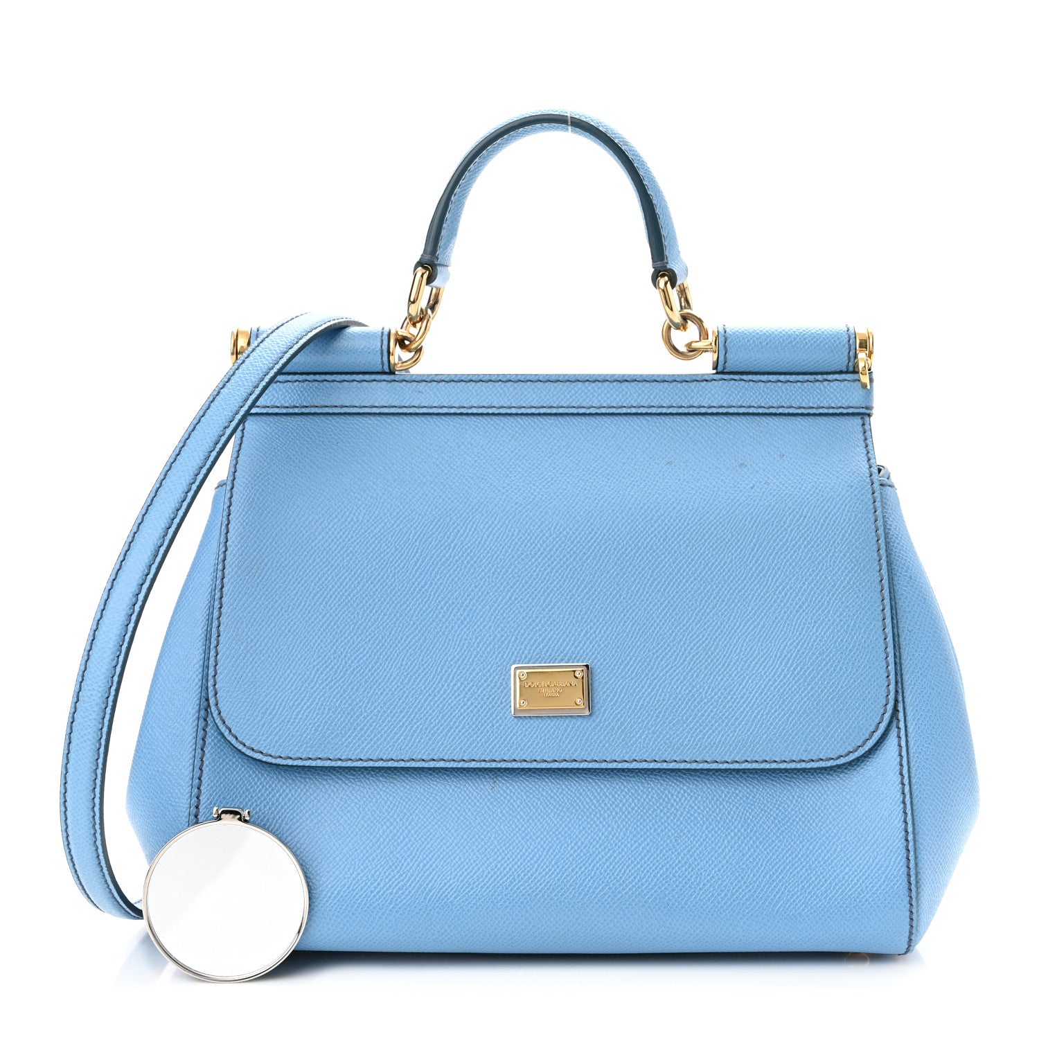 Dolce & Gabbana Dauphine Calfskin Medium Miss Sicily Satchel Light Blue 1 of 11