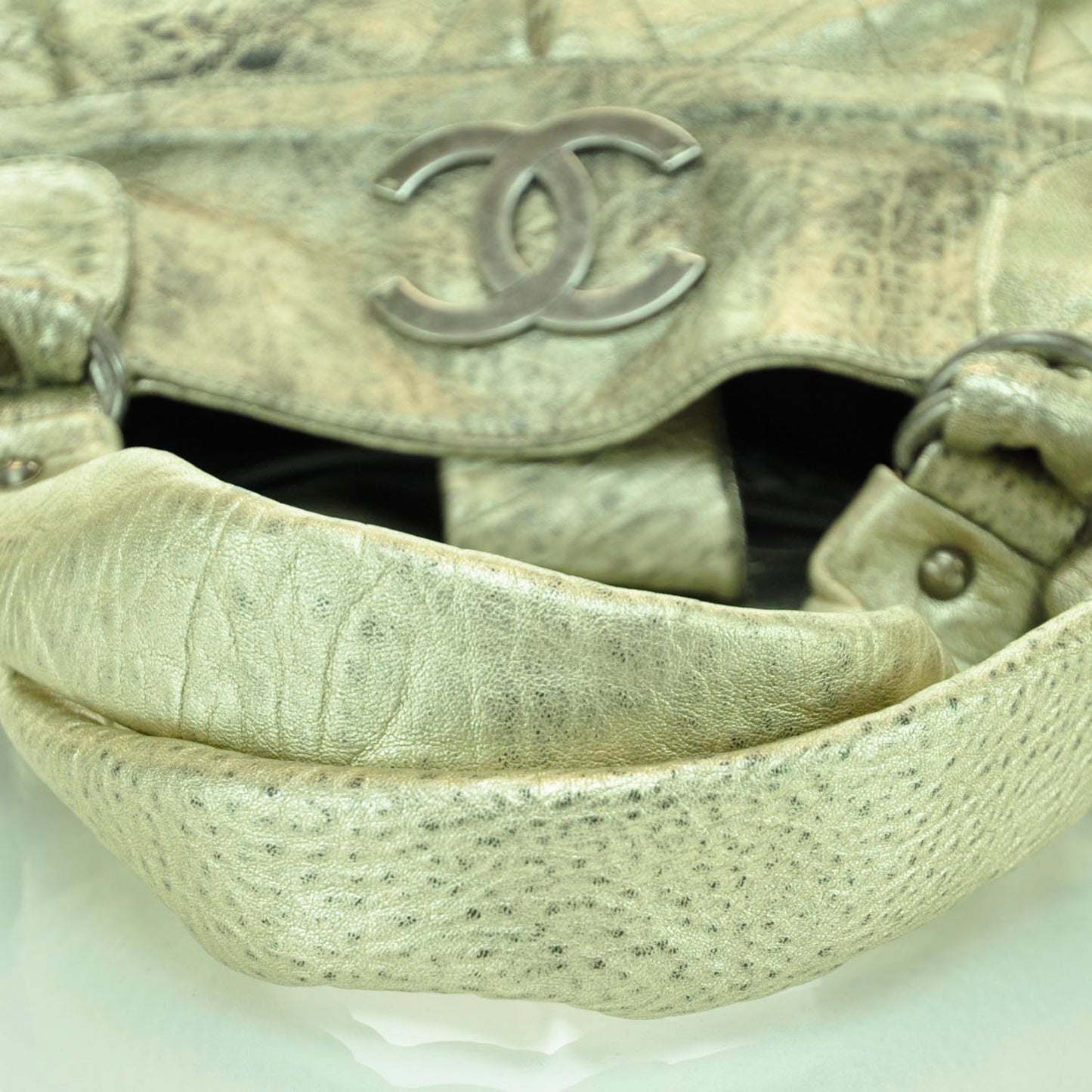 Distressed Leather Le Marais Ligne Large Tote Gold