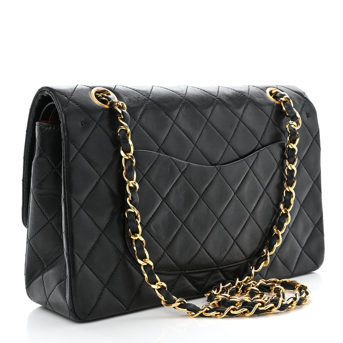 Lambskin Quilted Medium Double Flap Black