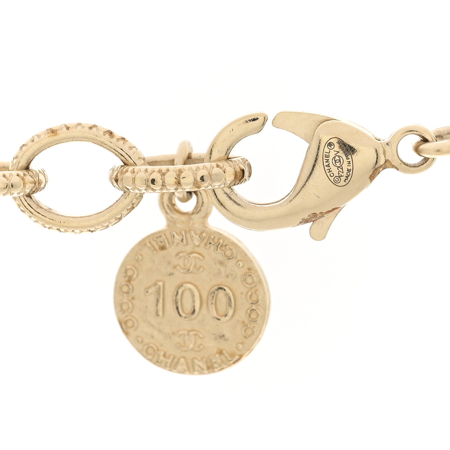 Chanel Pearl CC 100th Anniversary Necklace Light Gold 1772589
