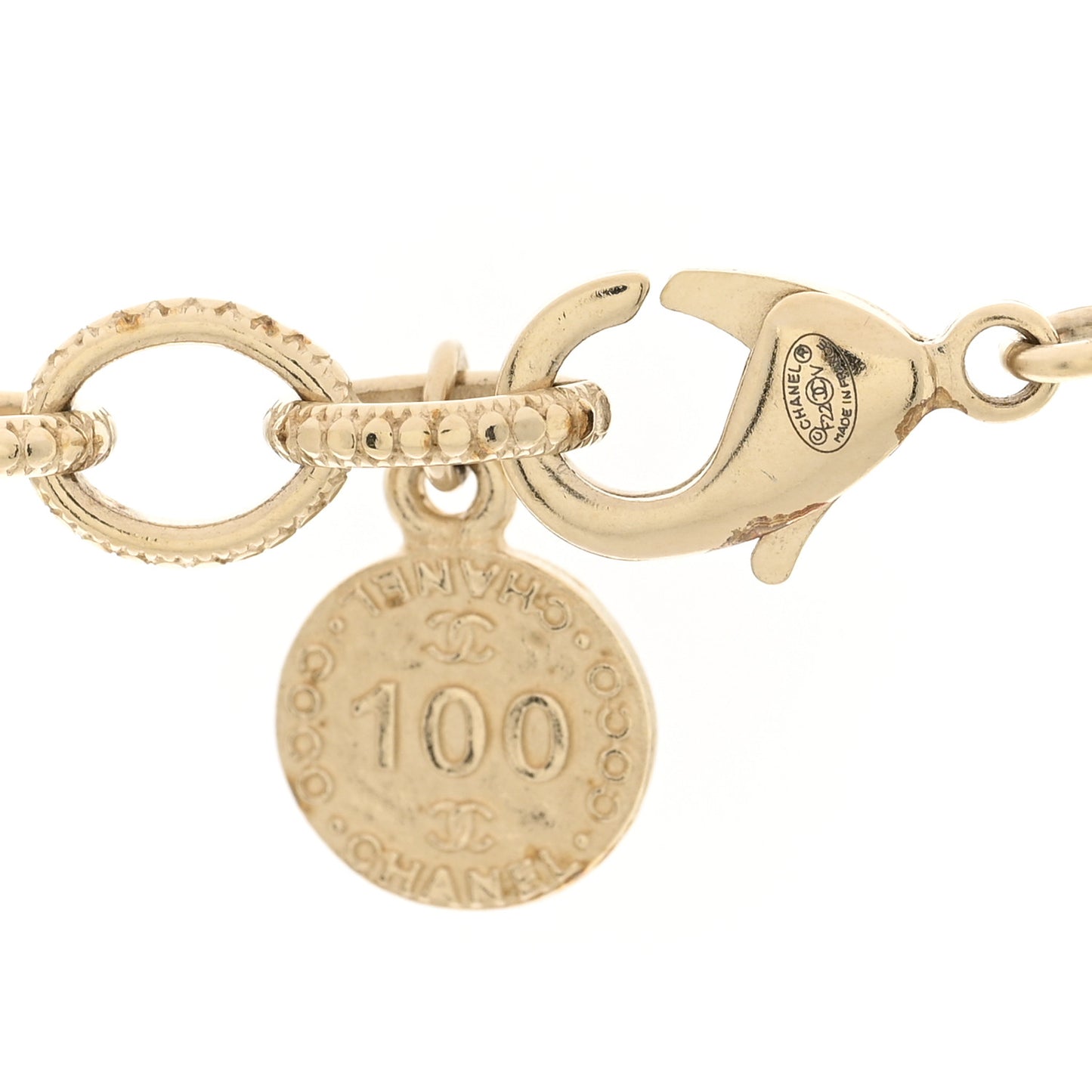 Pearl CC 100th Anniversary Necklace Light Gold