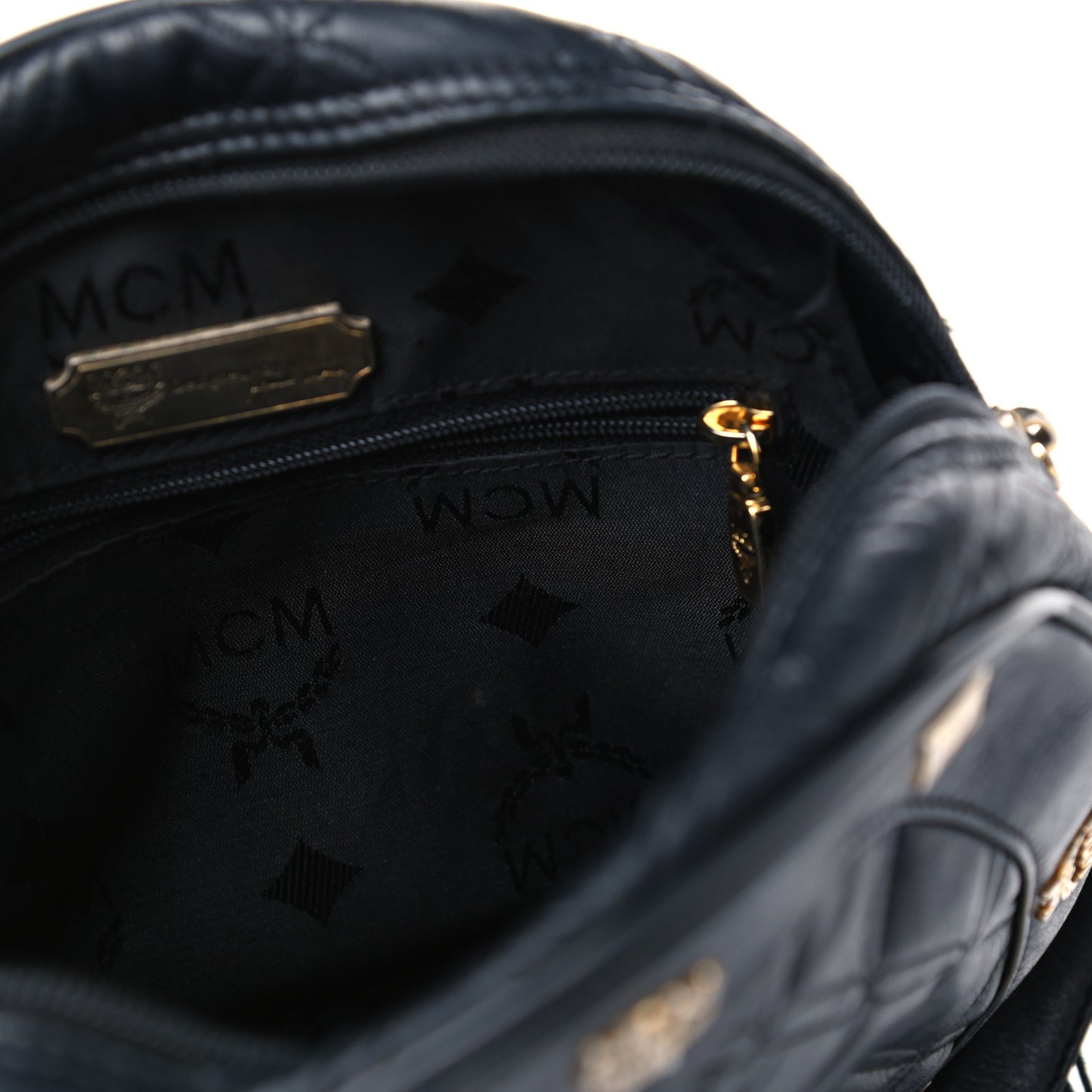 Calfskin Quilted Studded Heritage Tambourine Black