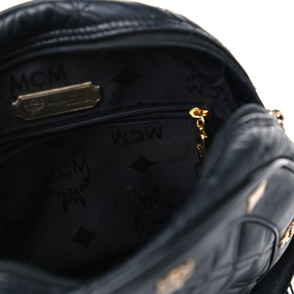 MCM Calfskin Quilted Studded Heritage Tambourine Black 6 of 6