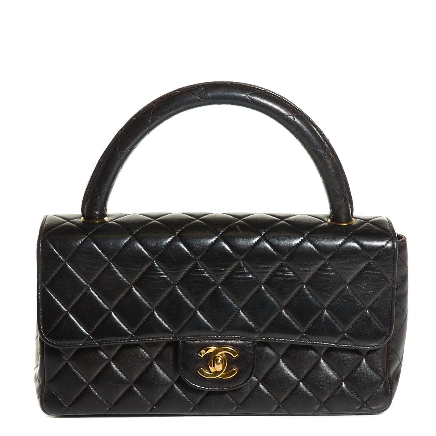 Chanel Lambskin Quilted Medium Rectangular Kelly Flap Bag Black 1 of 10