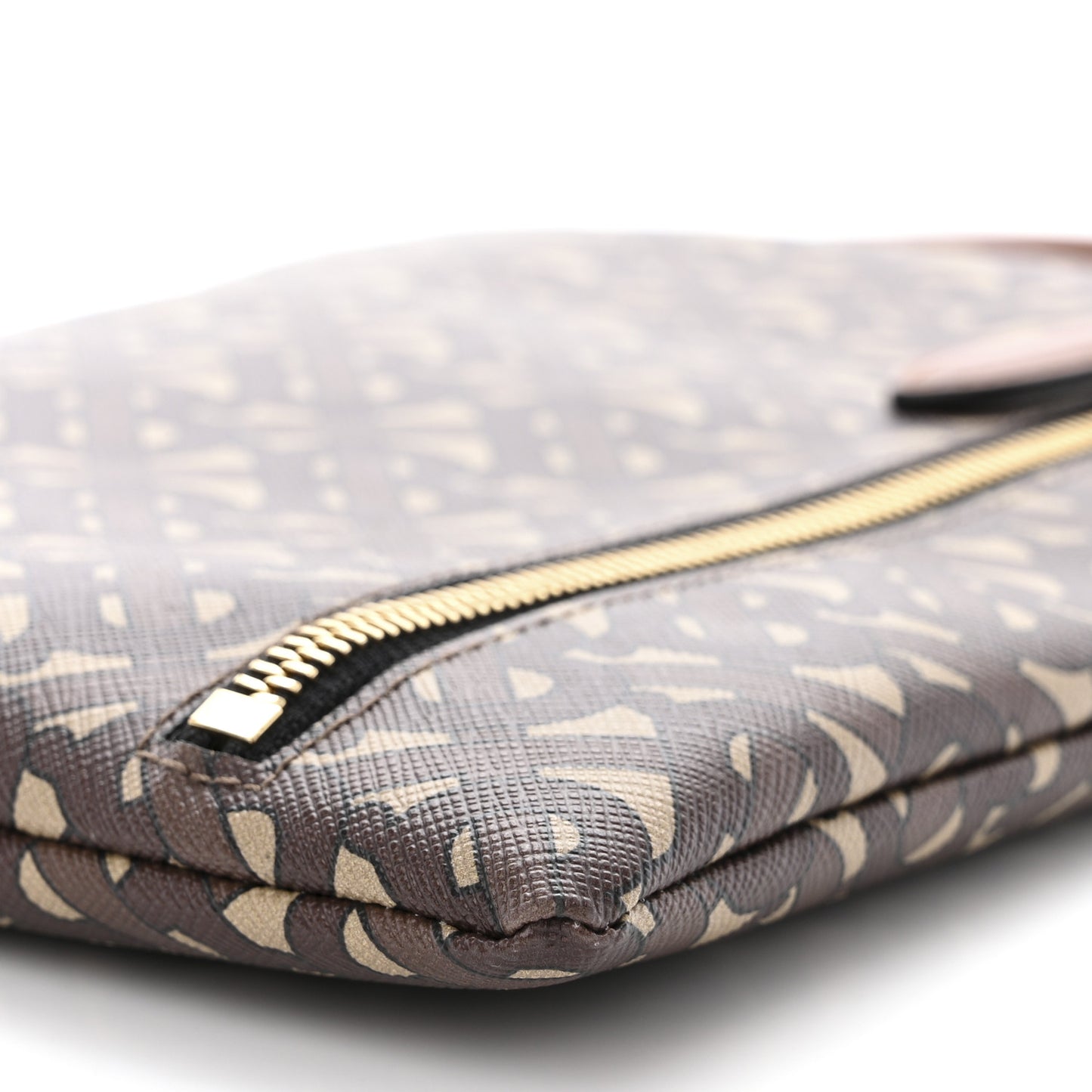 E-Canvas Monogram Top Handle Pouch Bridle Brown