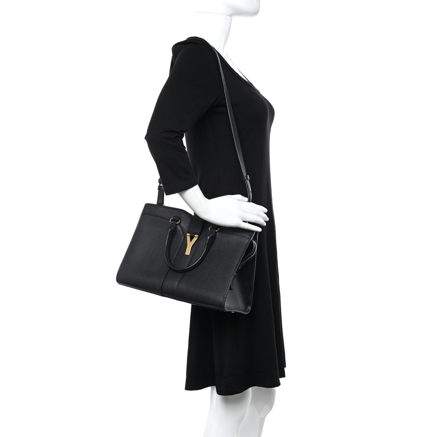 Textured Calfskin Small Cabas ChYc Black