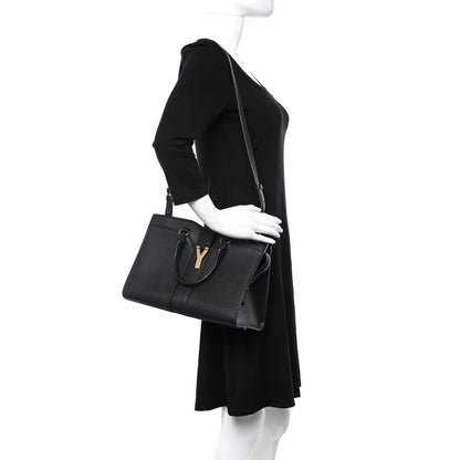Saint Laurent Textured Calfskin Small Cabas ChYc Black 2 of 14