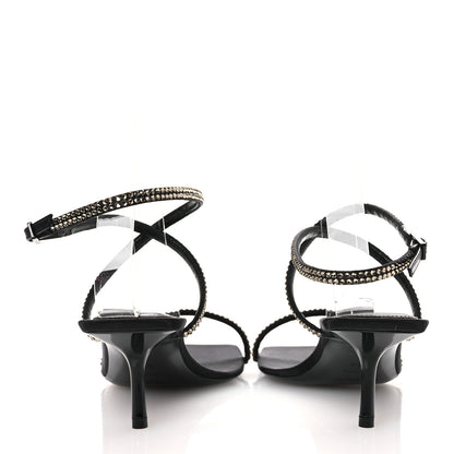 Saint Laurent Crepe Satin Strass Baliqua 55 Ankle Strap Sandals 36.5 Black Greige 5 of 11
