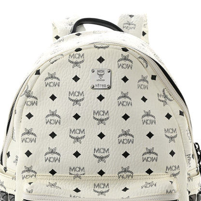 MCM Visetos Medium Side Studs Stark Backpack White 9 of 13