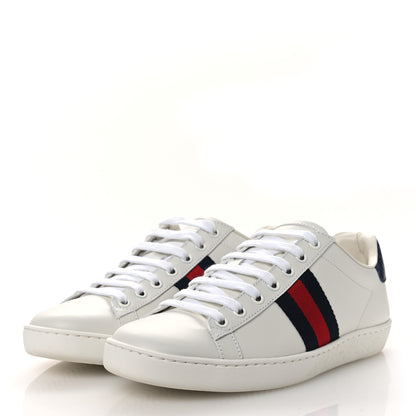 Gucci Calfskin Ayers Web Womens Ace Sneakers 37.5 White Blue 4 of 11